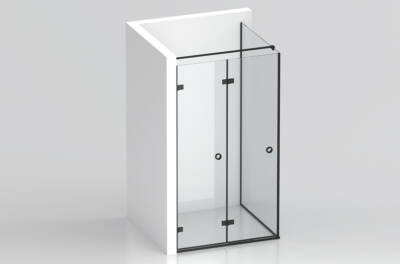 Душевая кабина навесная с распашными дверцами ADOSS - BIHOLD AL-02 BLACK/SATIN